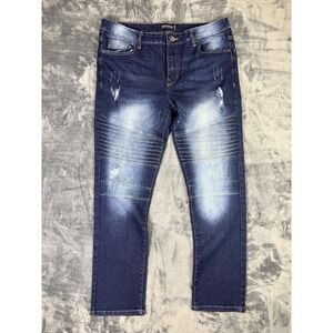 Southpole Jeans Mens 36 Blue Skinny Moto Distressed‎ Streetwear Casual Grunge